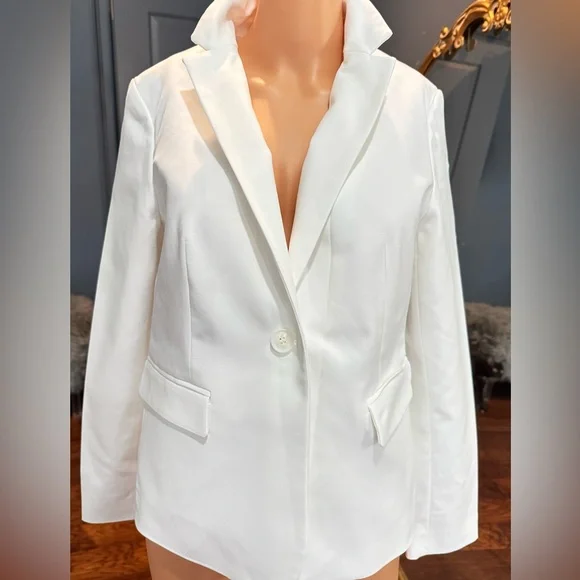 White Blazer Single Button Career Jacket Tailored Workwear Size S - Picture 1 of 6